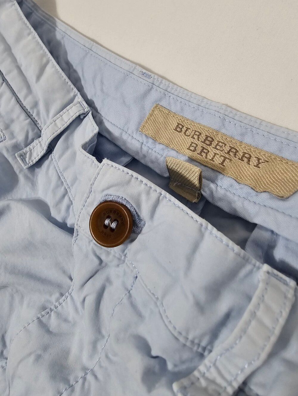 Burberry Brit Light Blue Cotton Chino Shorts Men's 40 Luxe Designer Casual Prepp - Picture 5 of 13